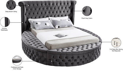 Indulge Grey Velvet Full Bed (3 Boxes) F