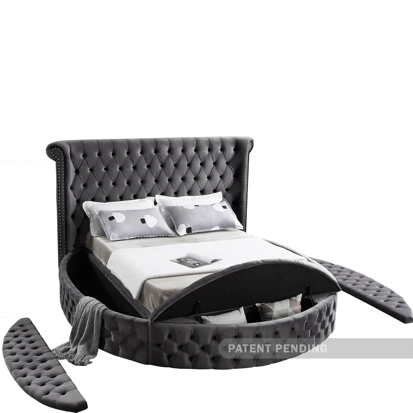 indulge grey velvet full bed (3 boxes) f