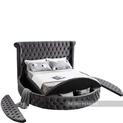 Indulge Grey Velvet Full Bed (3 Boxes) F