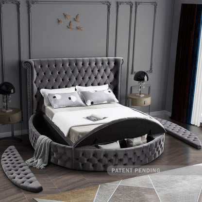 Indulge Grey Velvet Full Bed (3 Boxes) F