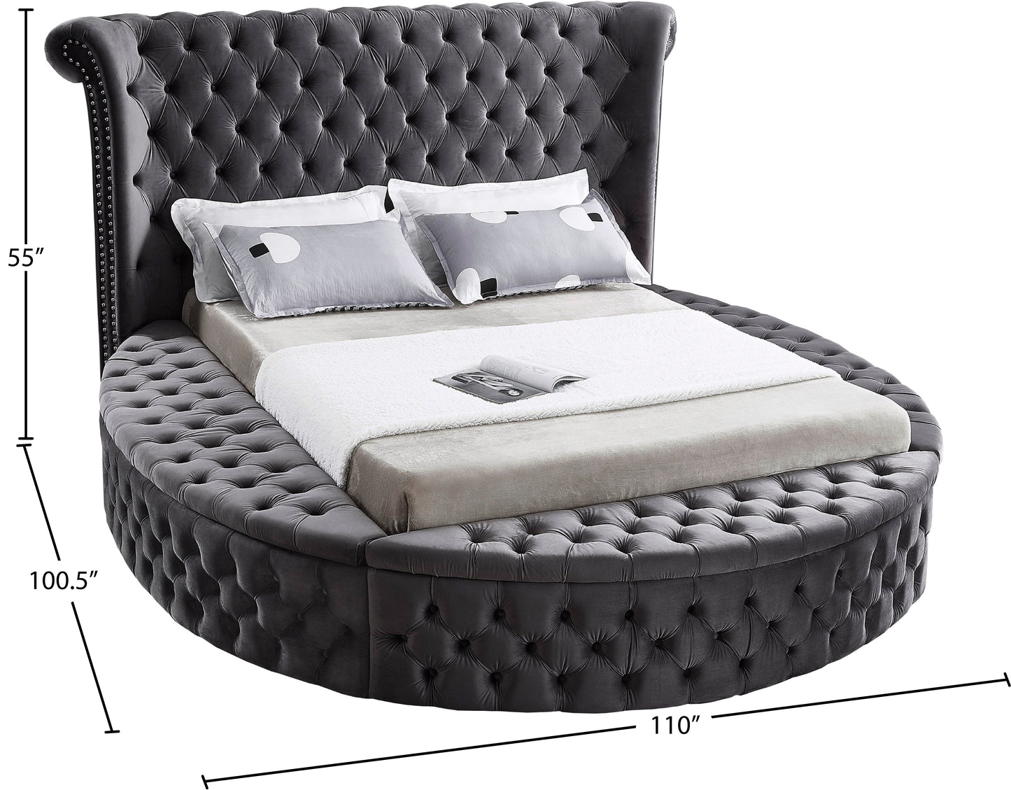 indulge grey velvet king bed (3 boxes) k