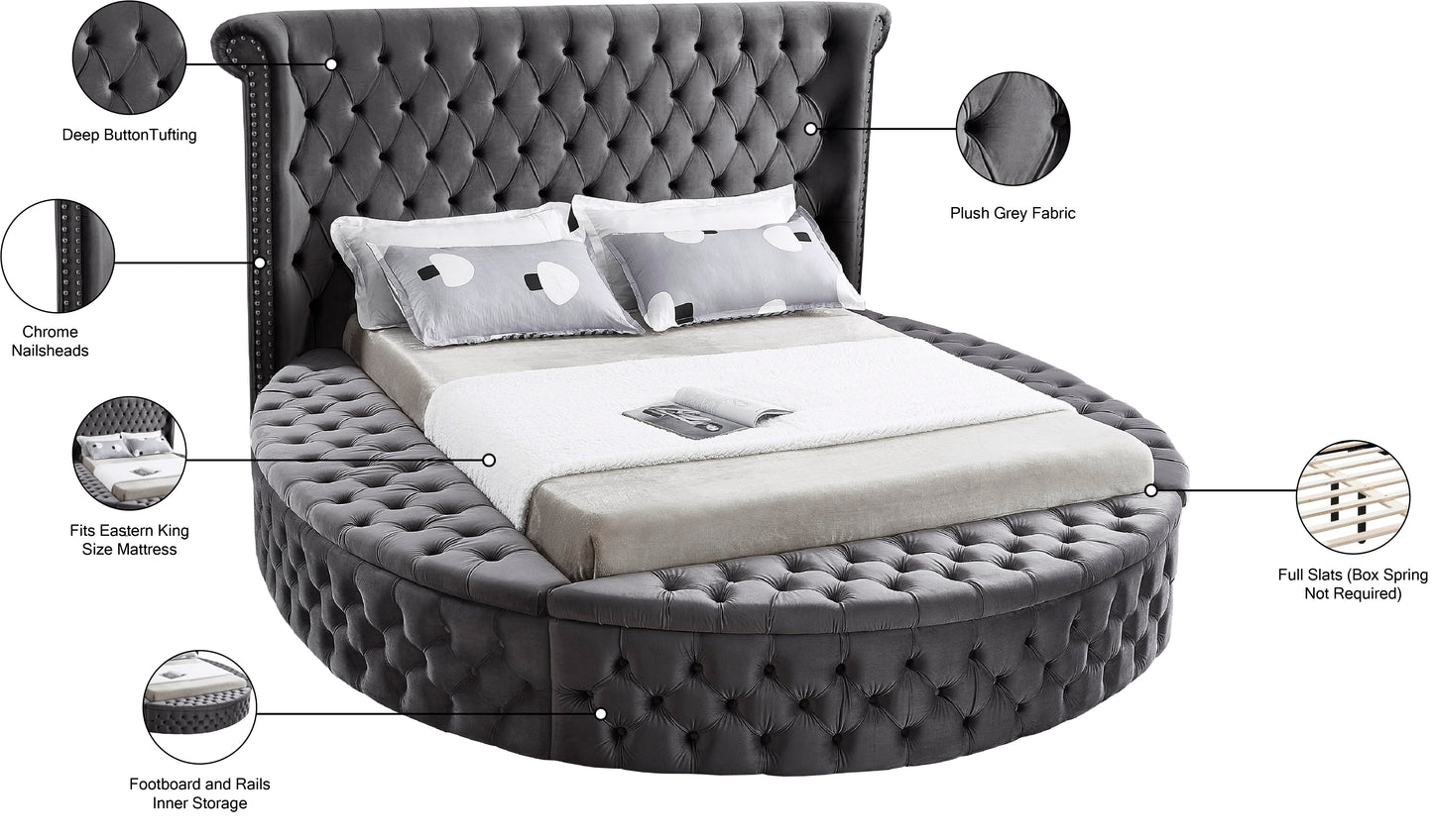 indulge grey velvet king bed (3 boxes) k