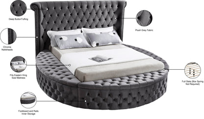 Indulge Grey Velvet King Bed (3 Boxes) K