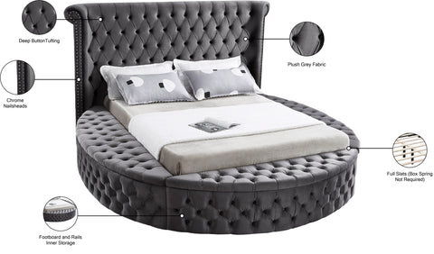 Indulge Grey Velvet Queen Bed (3 Boxes) Q