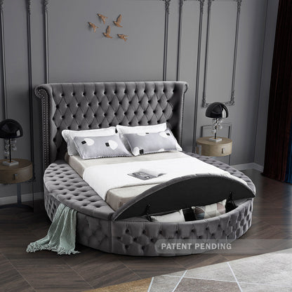 Indulge Grey Velvet Queen Bed (3 Boxes) Q