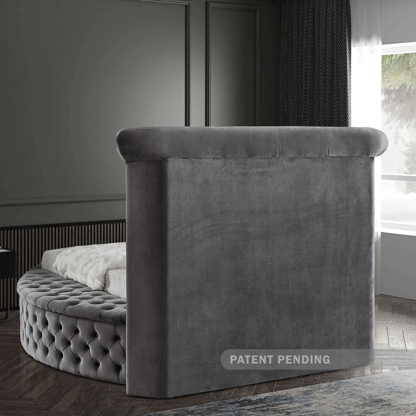 indulge grey velvet twin bed (3 boxes) t