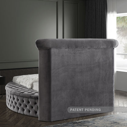 Indulge Grey Velvet Twin Bed (3 Boxes) T