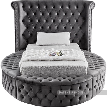 Indulge Grey Velvet Twin Bed (3 Boxes) T