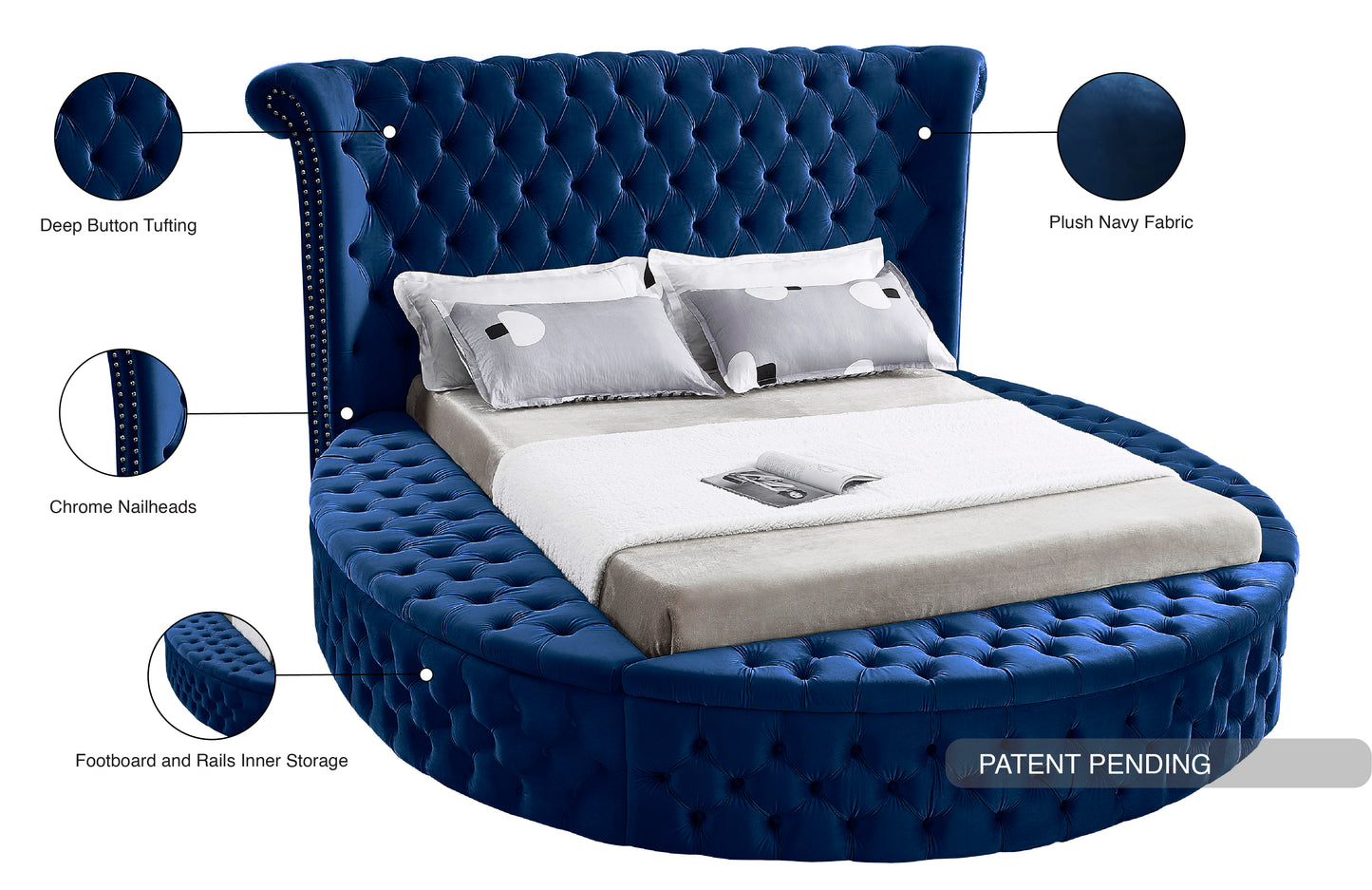 indulge navy velvet full bed (3 boxes) f