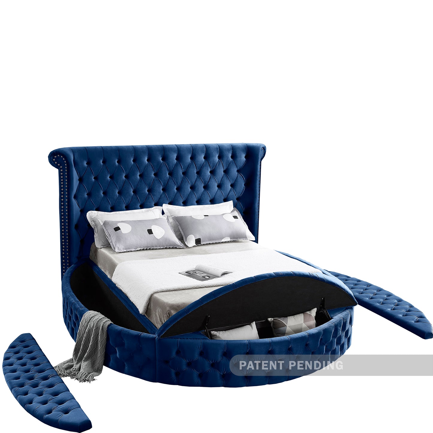 indulge navy velvet full bed (3 boxes) f