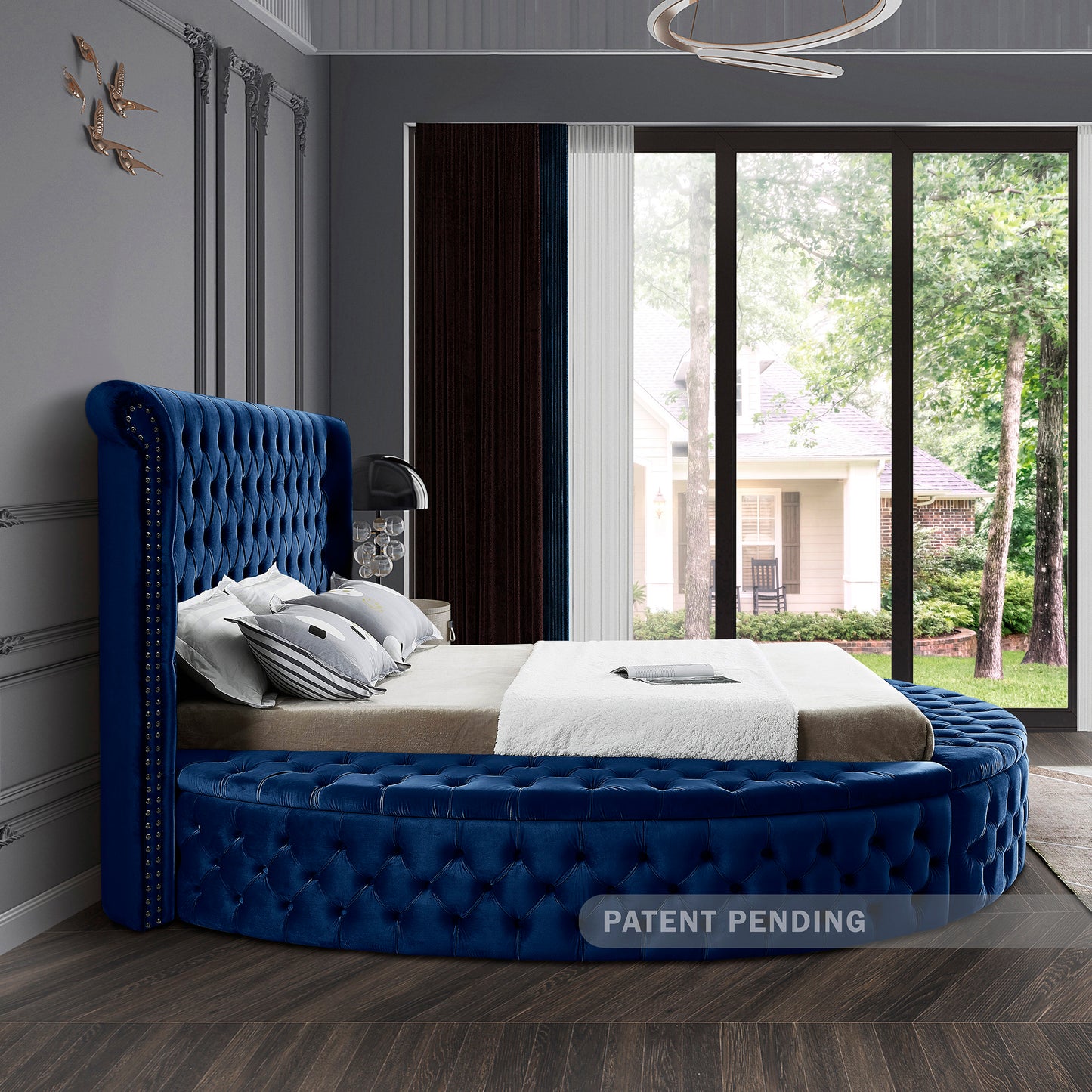 indulge navy velvet full bed (3 boxes) f