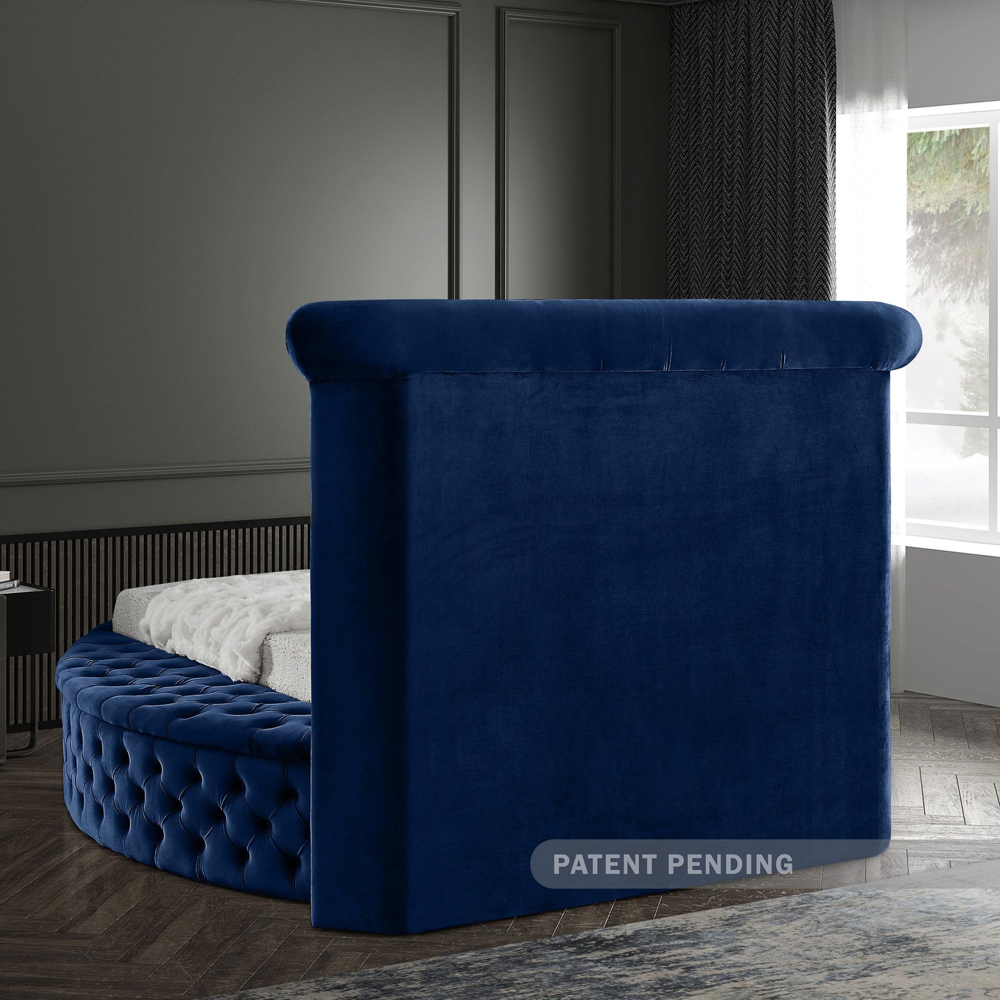 indulge navy velvet twin bed (3 boxes) t