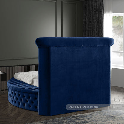 Indulge Navy Velvet Twin Bed (3 Boxes) T