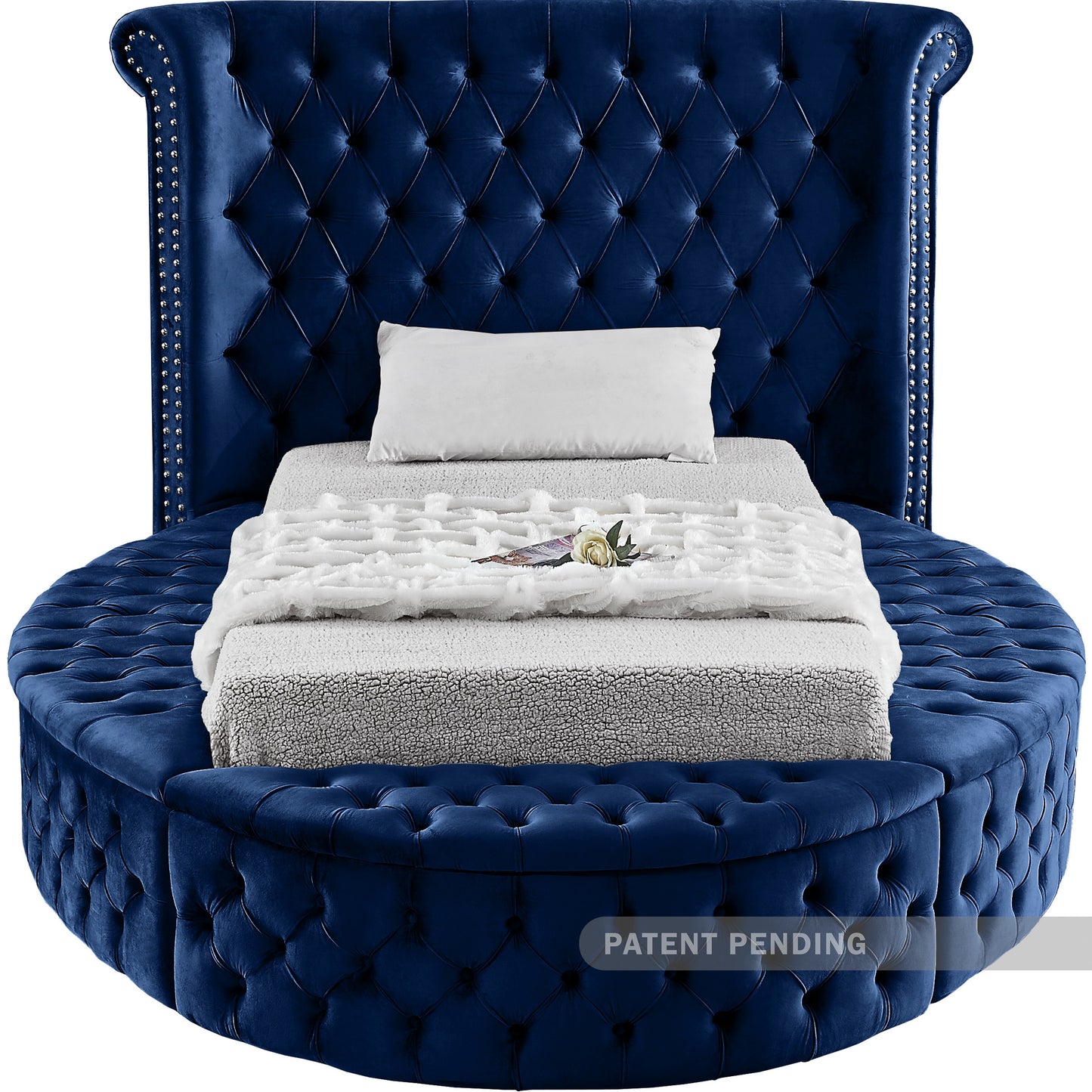 indulge navy velvet twin bed (3 boxes) t