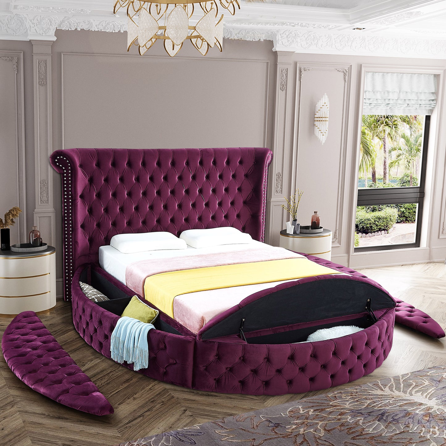 indulge purple velvet full bed f