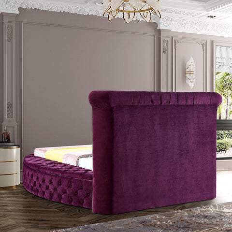 Indulge Purple Velvet Queen Bed Q