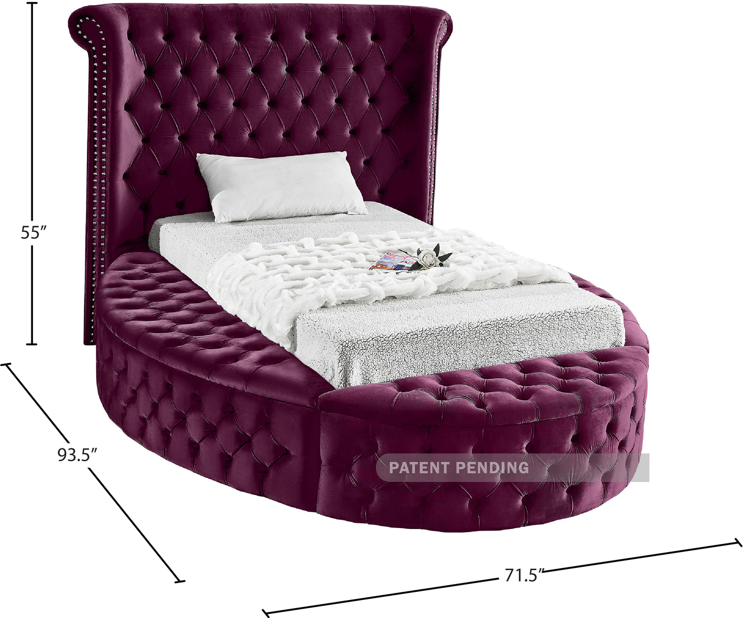 indulge purple velvet twin bed t