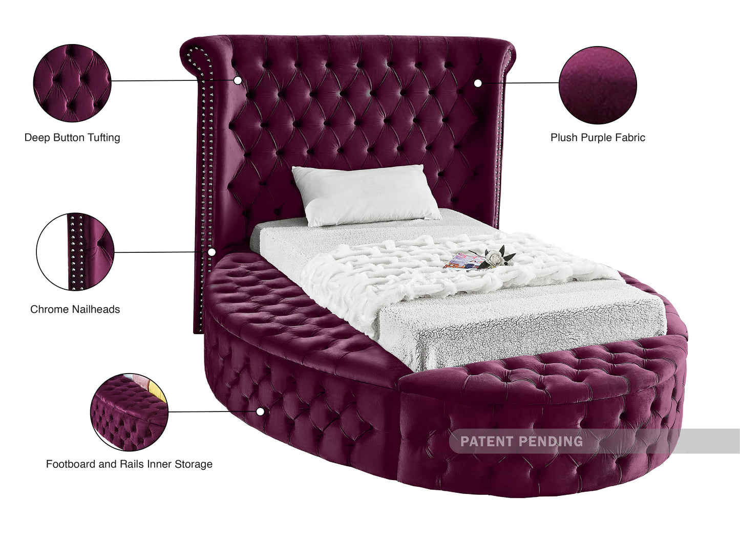 indulge purple velvet twin bed t