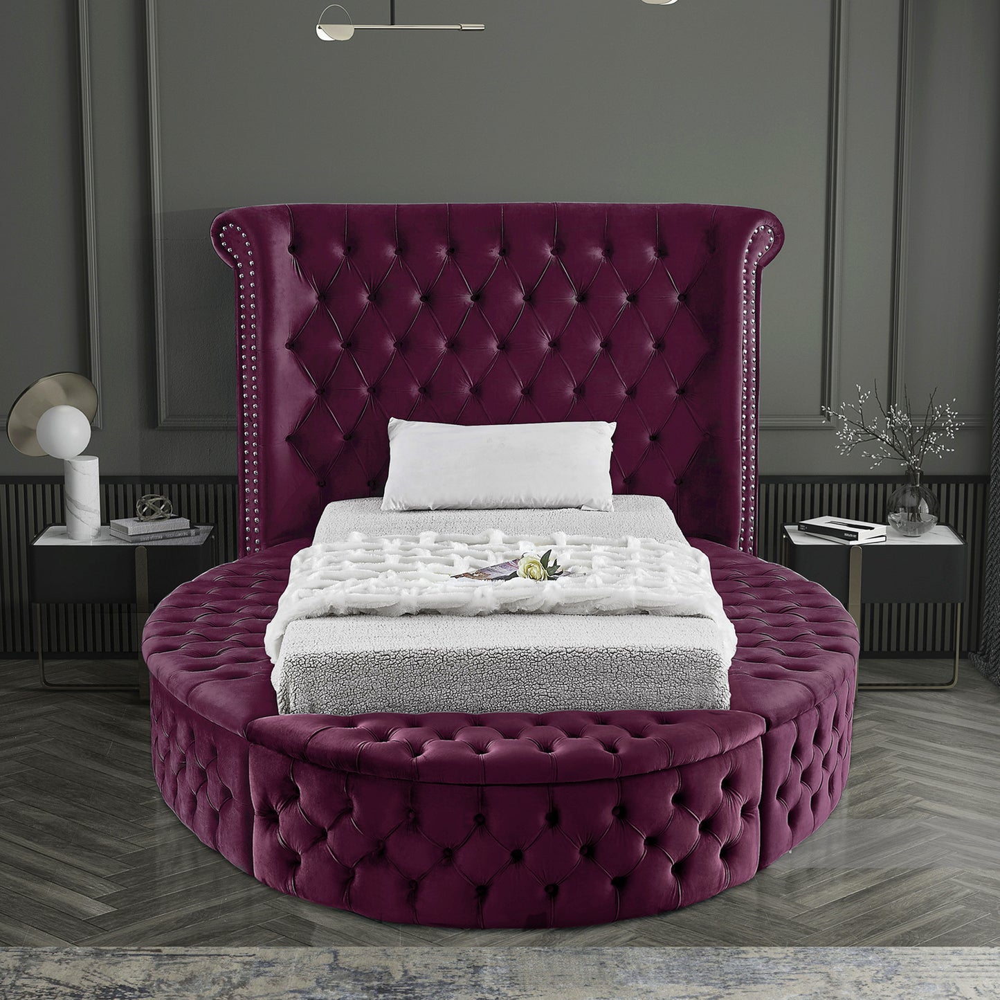 indulge purple velvet twin bed t