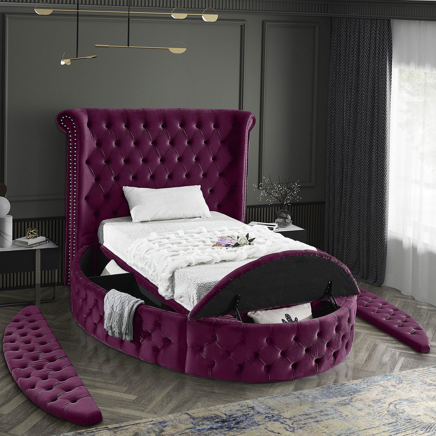 indulge purple velvet twin bed t