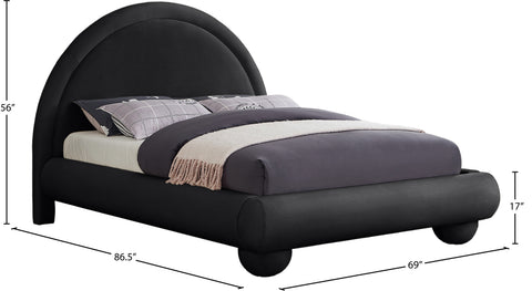 Iris Black Velvet Upholstered Full Bed, 1 Piece