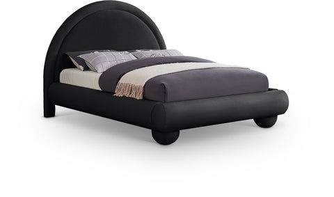 Iris Black Velvet Upholstered Full Bed, 1 Piece