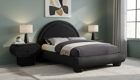 Iris Black Velvet Upholstered Full Bed, 1 Piece