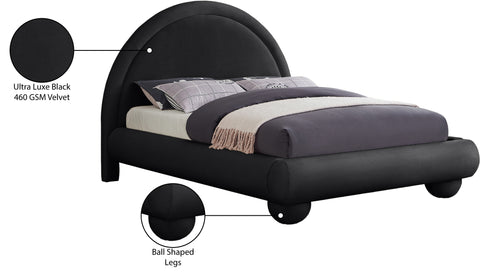 Iris Black Velvet Upholstered King Bed, 1 Piece (Style 2)