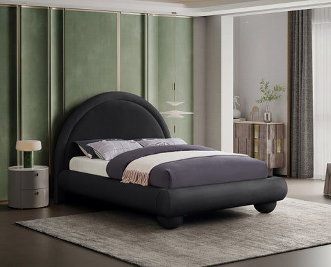 Iris Black Velvet Upholstered King Bed, 1 Piece (Style 2)