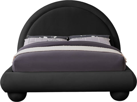 Iris Black Velvet Upholstered King Bed, 1 Piece (Style 2)