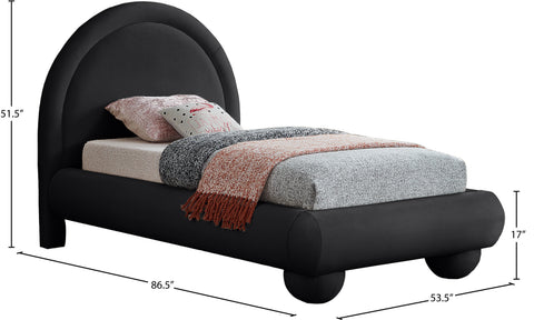 Iris Black Velvet Upholstered Twin Bed, 1 Piece