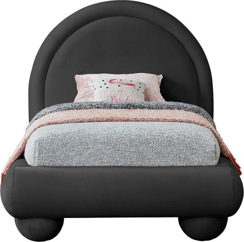 Iris Black Velvet Upholstered Twin Bed, 1 Piece
