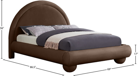 Iris Brown Velvet Upholstered Full Bed, 1 Piece