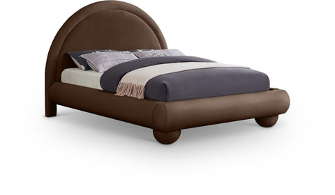 Iris Brown Velvet Upholstered Full Bed, 1 Piece