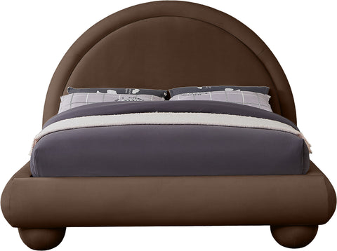 Iris Brown Velvet Upholstered King Bed, 1 Piece