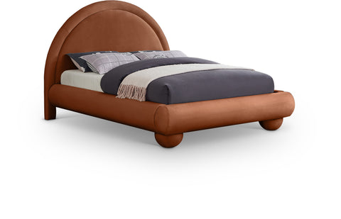 Iris Cognac Velvet Upholstered King Bed, 1 Piece