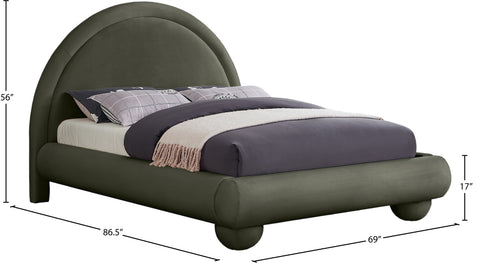 Iris Green Velvet Upholstered Full Bed, 1 Piece