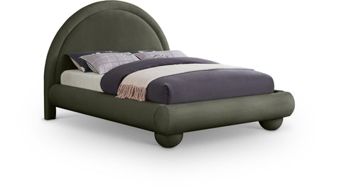 Iris Green Velvet Upholstered Full Bed, 1 Piece