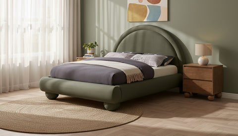 Iris Green Velvet Upholstered Full Bed, 1 Piece