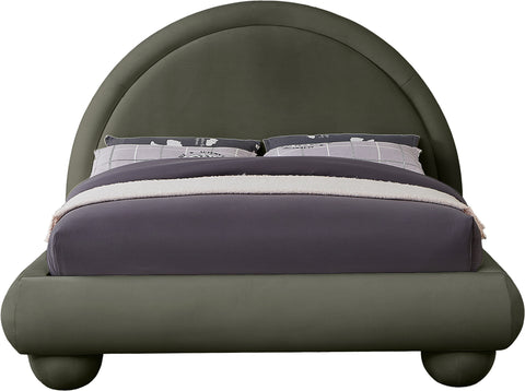 Iris Green Velvet Upholstered Full Bed, 1 Piece