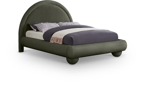Iris Green Velvet Upholstered King Bed, 1 Piece