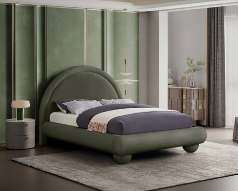 Iris Green Velvet Upholstered King Bed, 1 Piece