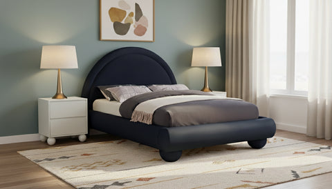 Iris Navy Velvet Upholstered Full Bed, 1 Piece