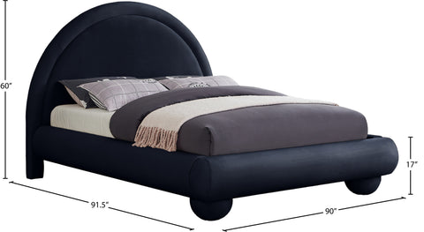 Iris Navy Velvet Upholstered King Bed, 1 Piece (Style 2)