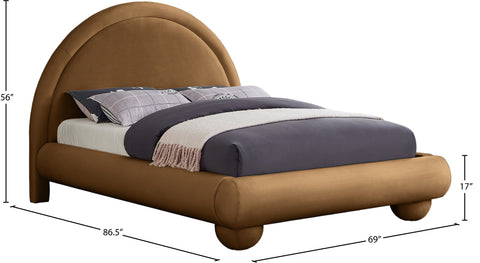 Iris Saddle Velvet Upholstered Full Bed, 1 Piece