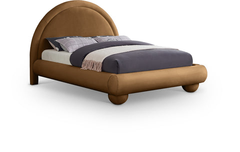 Iris Saddle Velvet Upholstered Full Bed, 1 Piece