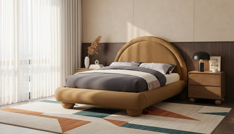 Iris Saddle Velvet Upholstered Full Bed, 1 Piece