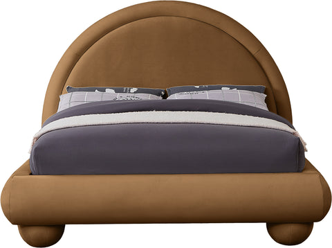 Iris Saddle Velvet Upholstered Full Bed, 1 Piece