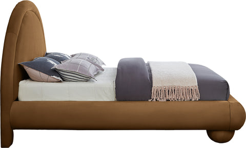 Iris Saddle Velvet Upholstered Full Bed, 1 Piece