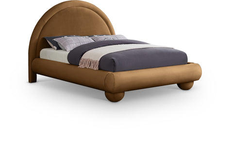 Iris Saddle Velvet Upholstered King Bed, 1 Piece